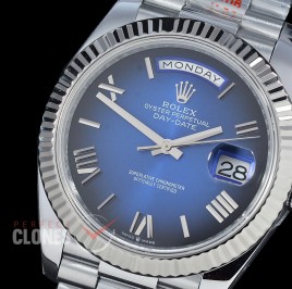 0.0 0 0 0 R40DDS00527 QF Extra Weighted Daydate 40mm 228239 904 Steel SS/SS Fluted Bez Blue Ombre Roman VR 3255