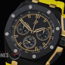 0 0 0 0 0 0 AP26420-033A DDF Royal Oak Offshore Chronograph DLC/CER/RU Black/Gold Asian Clone Calibre 4401 