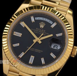 0.0 0 0 0 R40DDF00518 QF Extra Weighted Daydate 40mm 228238 904 Steel SS/SS Fluted Bez Black Baguet Diamonds VR 3255