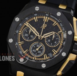 0 0 0 0 0 0 AP26420-033 DDF Royal Oak Offshore Chronograph DLC/CER/RU Black/Gold Asian Clone Calibre 4401 