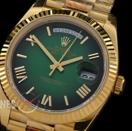0.0 0 0 0 R40DDF00528 QF Extra Weighted Daydate 40mm 228238 904 Steel SS/SS Fluted Bez Green Ombre Roman VR 3255