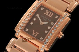PP01023 Ladies 24 Hours Single Diamonds RG Chocolate Swiss Quart