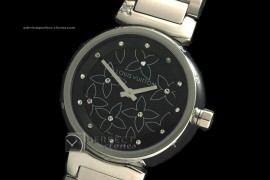 LV10013 Tambour Ladies Lovely Diamonds SS Black Dial