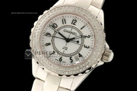 CHA10017 J12 White Ceramic Diamonds Men Japanese Quartz