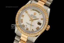 RLDDT10002 14K Wrapped TT White Dial Diam Bez Roman Markers Eta