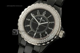 CHA10018 J12 Black Ceramic Diamonds Men Japanese Quartz