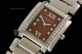 PP0101Ladies 24 Hours Single/Band Diamonds SS Choc Swiss Qtz