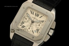 CARS1001Santos 10Chrono SS Men Swiss 7753 Working Chronos