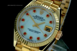 RDJLF10009 FG MOP White Dial Ruby Markers Eta 2671-2