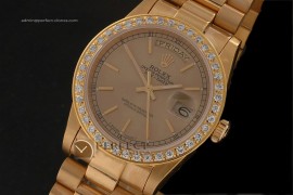 RLDDF1002Full Gold Gold Dial Diamond Bez/Stk Markers 2836-2