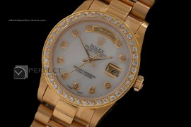 RLDDF10023 Full Gold MOP White Dial Diamond Bez/Markers Eta 2836