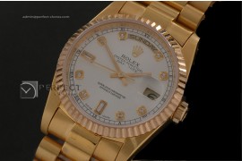 RLDDF10012 Full Gold White Dial Diamond Markers Swiss Eta 2836-2