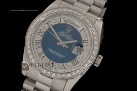 RLDDS10018 SS Full Diamonds Blue Dial/Bezel Swiss Eta 2836-2