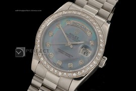 RLDDS10027 SS MOP Blue Diamonds Markers/Bezel Swiss Eta 2836-2