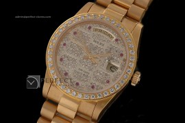 RLDDF10028 Full Gold Diamond Dial Ruby Markers Eta 2836
