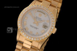 RLDDF1003Full Gold White Dial Roman Markers Diam Bez Eta 2836