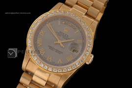 RLDDF10032 Full Gold Grey Dial Roman Markers Diam Bez Eta 2836