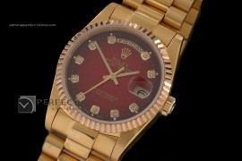 RLDDF1005Full Gold Maroon Dial Diamond Markers Swiss Eta 2836-