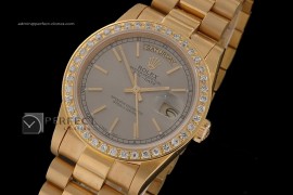 RLDDF10034 Full Gold Grey Dial Diamond Markers Diam Bez Eta 2836