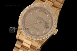 RLDDF10035 Full Gold Gold Dial Diamond Markers Diam Bez Eta 2836