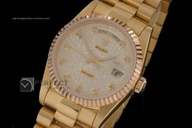 RLDDF10017 Full Gold White Jub Dial Diamond Markers Eta 2836-2