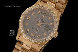RLDDF10033 Full Gold Grey Dial Diamond Markers Diam Bez Eta 2836