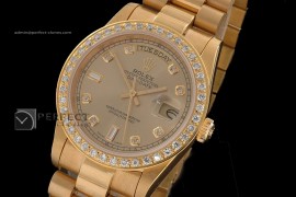 RLDDF10037 Full Gold Gold Dial Diamond Markers Diam Bez Eta 2836