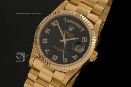 RLDDF10051 Full Gold Black Dial Numeral Markers Swiss Eta 2836