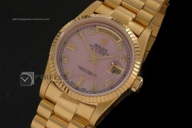RLDDF10052 Full Gold Pink Dial Diamond Markers Swiss Eta 2836