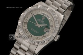 RLDDS10037 SS Diam/Green Dial Roman Markers/ Diam Bezel Eta 2836