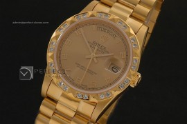 RLDDF1004Full Gold Gold Dial Num Markers Diam Bez Eta 2836