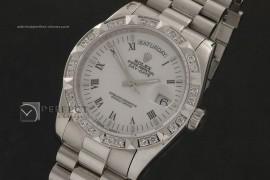 RLDDS1004SS White Dial Black Roman Markers/ Diam Bezel Eta 283