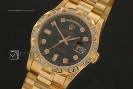 RLDDF10041 Full Gold Black Dial Diam Markers/Bez Eta 2836