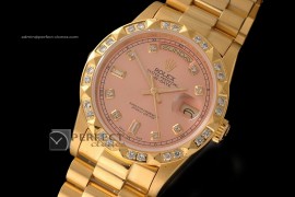 RLDDF10042 Full Gold Salmon Dial Diam Markers/Bez Eta 2836