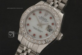 RDJLS10083 SS MOP White Dial Pres Ruby Marker/Bez Eta 2671