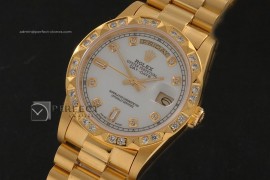 RLDDF10045 Full Gold White Dial Diam Markers/Bez Eta 2836