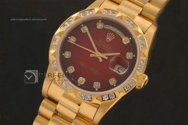 RLDDF10046 Full Gold Burnt Red Dial Diam Markers/Bez Eta 2836