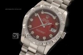 RLDDS10048 SS Burnt Red Dial Diam Markers/ Diam Bezel Eta 2836