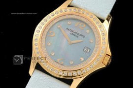 PP01018 Ladies Calastrava 4096 MOP Blue Swiss Quartz