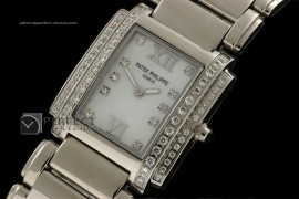 PP01002 Ladies 24 Hours Double Diamonds SS MOP White Swiss Quart