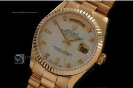 RLDDF10053 Full Gold White Fabric Tex Dial Diam Markers Eta 2836