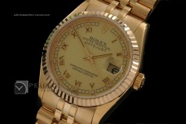 RDJMF10019 FG Checkered Gold Dial Jubilee Diam/Roman Markers Eta