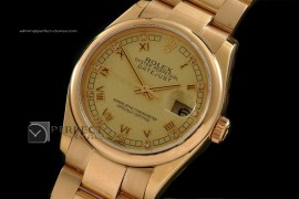 RDJMF10022 FG Checkered Gold Dial Oyster Diam/Roman Markers Eta