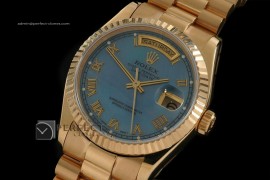 RLDDF10054 Full Gold MOP Sky Blue Dial Roman Markers Eta 2836-2