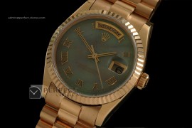 RLDDF10055 Full Gold MOP Green Dial Roman Markers Eta 2836-2