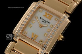 PP01012 Ladies 24 Hours Single Diamonds YG MOP Wht Swiss Quartz