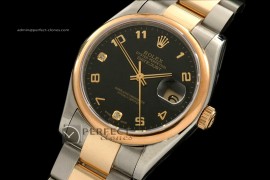 RDJMT10088 14K Wrapped TT Black Dial Diam/Num Markers Osyter Eta