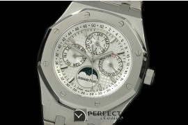 AP26574-101 Royal Oak 26574 Perpetual Calender SS/SS Wht A-2813