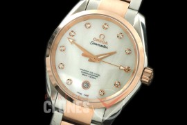 OMAT385-106S Aqua Terra Ladies SS/RG MOP White A-2824