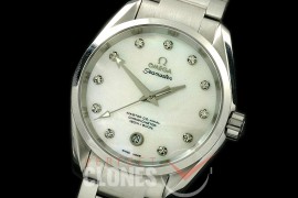 OMAT385-101S Aqua Terra Ladies SS/SS MOP White A-2824